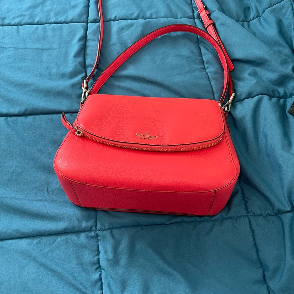 Kate Spade salmon pink messenger bag purse.